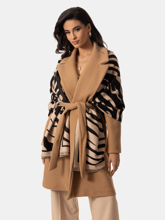 Knitted Scarf Zebra Stripes Black White Print