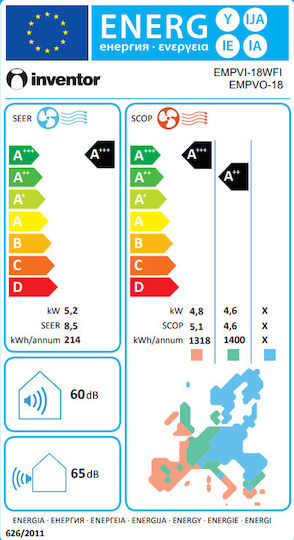 Inventor Emperor Κλιματιστικό Inverter 18000 BTU A+++/A++ με WiFi και Triple Eco Mode