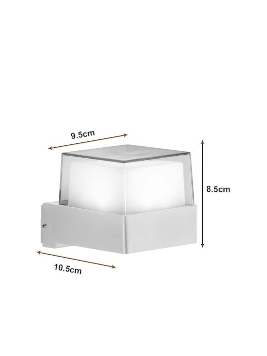 Powertech Wall-Mounted Outdoor Spot Light LED IP65 7W with Cool White Light 10.5x9.5x8.5εκ.