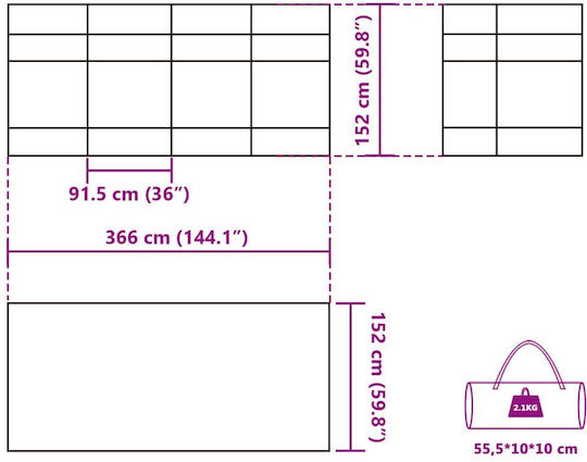 Vidaxl Paravan de Vânt pentru Camping Portocaliu Impermeabil 366x152x152 cm Portocaliu