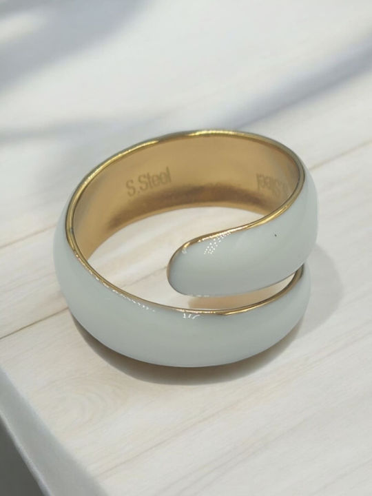 Damen Ring mit Emaille aus Stahl Vergoldet