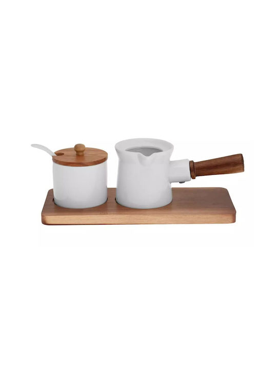 Kassel Set Cană pentru lapte & Zaharniță de Servire Ceramică Maro 2buc