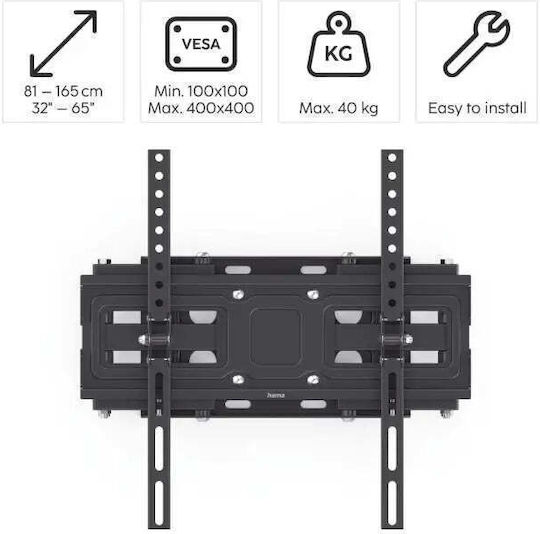 HAMA Fullmotion 00220830 Βάση Τηλεόρασης Τοίχου έως 65" και 40kg Μαύρο