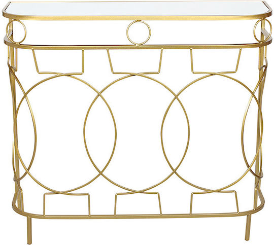 Console Table Metal with Glass Surface Gold L91xW29xH81cm