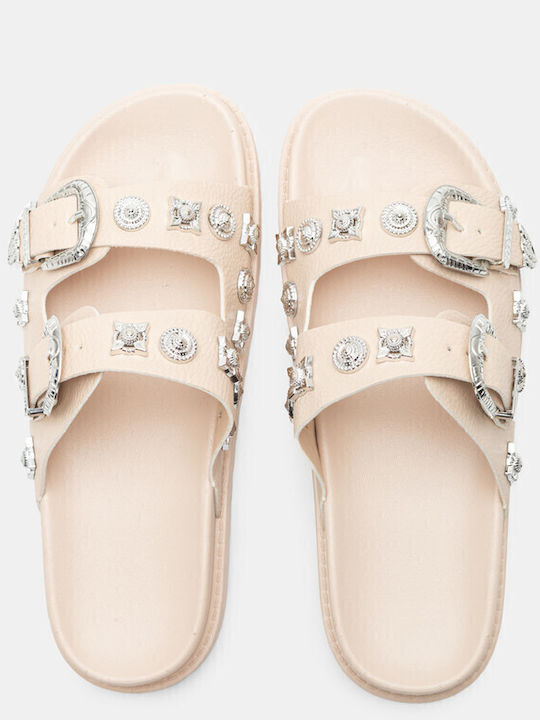 Women's Flat Sandals Flatforms in Beige Color