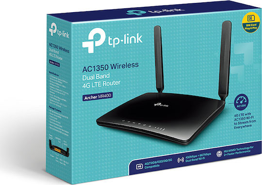 TP-LINK Archer MR400 v2 Ασύρματο 4G Router Wi‑Fi 5 με 3 Θύρες
