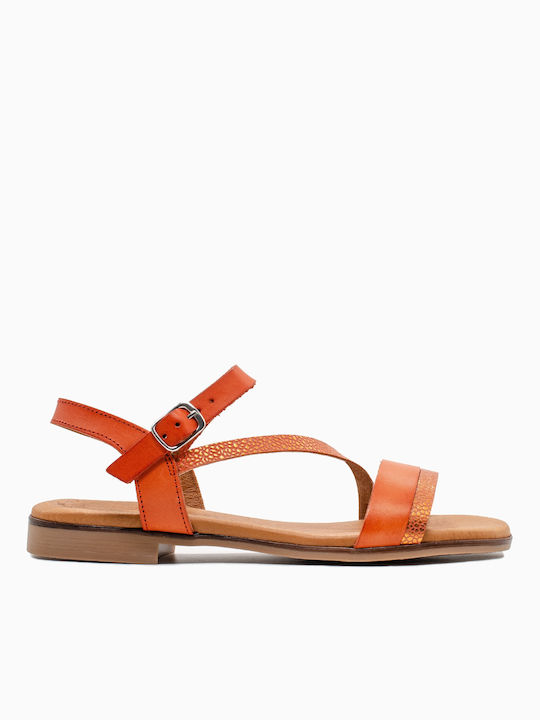 Eva Frutos Women's Flat Sandals Anatomic in Orange Color