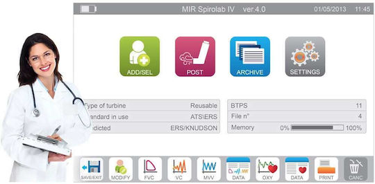 MIR Spirolab Spirometru cu Ecran Tactil și Conectivitate prin USB