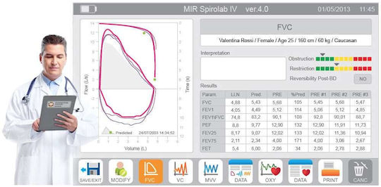 MIR Spirolab Spirometru cu Ecran Tactil și Conectivitate prin USB