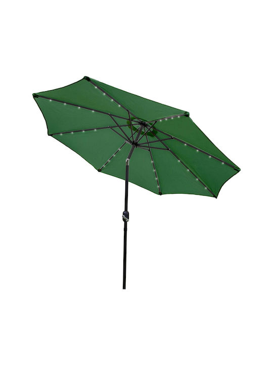 Garden & Terrace Parasol Metal Green 2.7m LED Tilt Green 2.7x2.7m