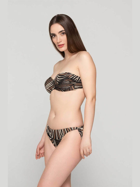 Luna Bikini Slip with Ties Coffee