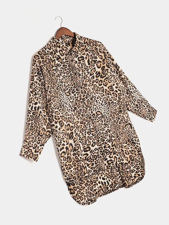 Oversized Leopard Print Animal Shirt