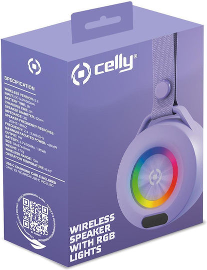 Celly Lightbeat Ηχείο Bluetooth 5W με Διάρκεια Μπαταρίας έως 2 ώρες Μωβ