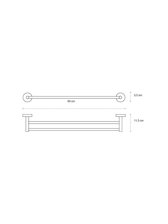 Karag Uno Άγκιστρο Μπάνιου Διπλό με Βίδες ​60x60cm Ασημί