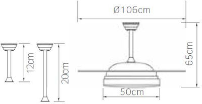 Lineme Deckenventilator 106cm mit Licht und Fernbedienung Braun