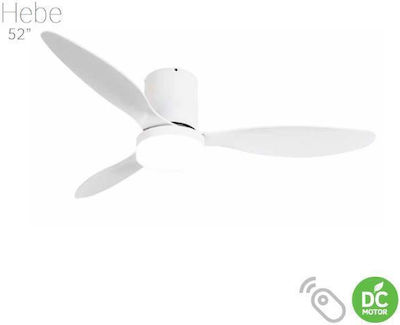 Fos me Ceiling Fan 132.08cm with Light and Remote Control White