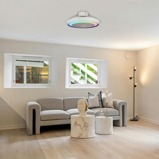 Eurolamp Πλαφονιέρα 51cm με Φως Ασημί