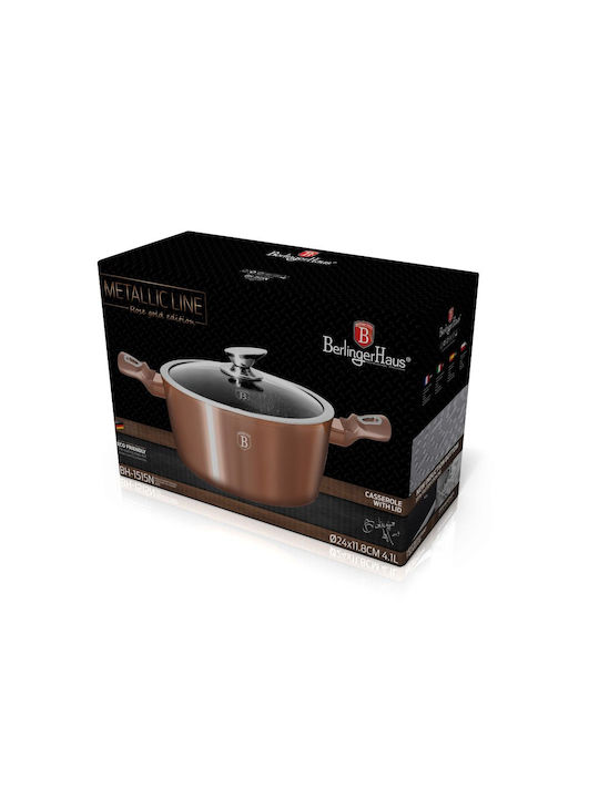 Berlinger Haus Metallic Line Aluminum Stockpot 4lt / 24cm Rose Gold Collection