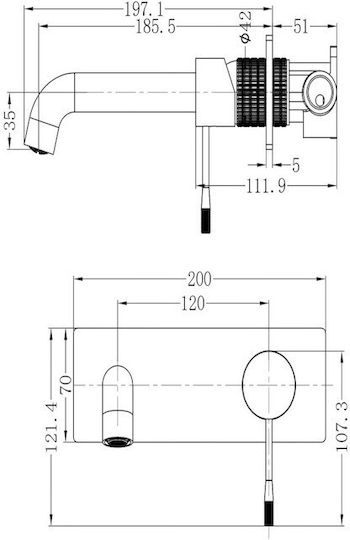 Sparke Miratto 04 Gun Metal Built-in Mixer & Spout Set for for Bathroom Sink 1 Exit Gray