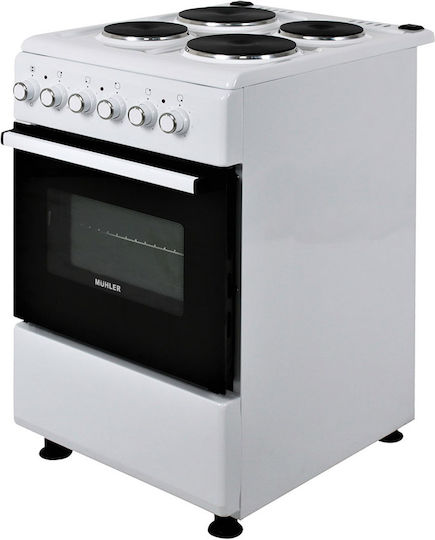 Muhler Aragaz 52lt cu Plite Emailate L50cm. White