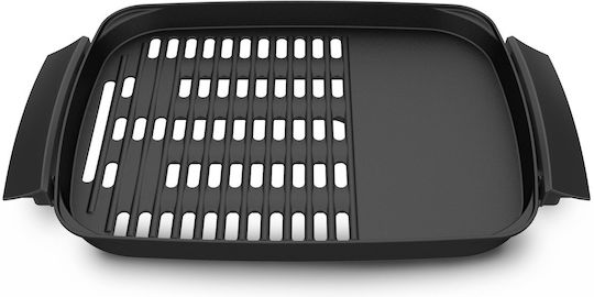 Rohnson Tabletop Electric Grill Grill and Smooth Plate 2000W with Lid and Adjustable Thermostat 40cmx30cmcm