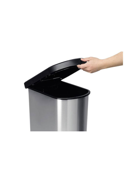 Delta Cleaning Delta Cleaning Metallischer Mülleimer mit Pedal Silber 50lt RΠ50ΤΑ