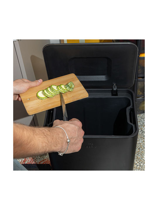 Estia Soft Close Waste Bin Waste Metallic Black 30lt 1pcs