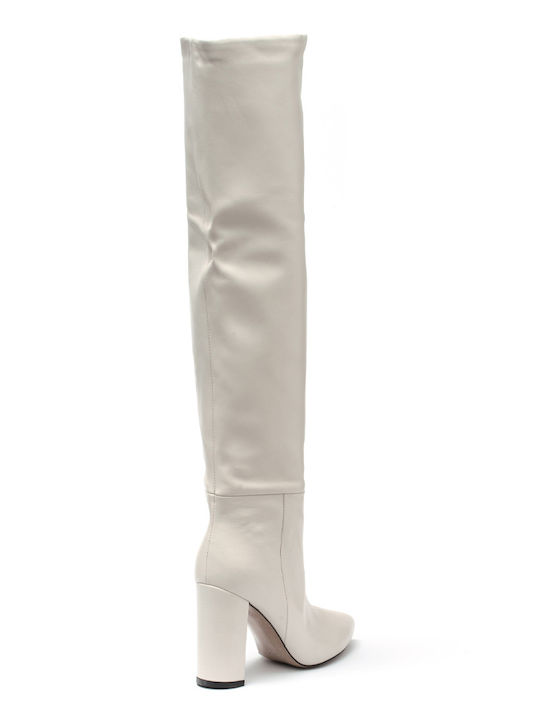 LES AUTRES LEATHER BOOTS OVER THE Knee - White 1588/CREMA