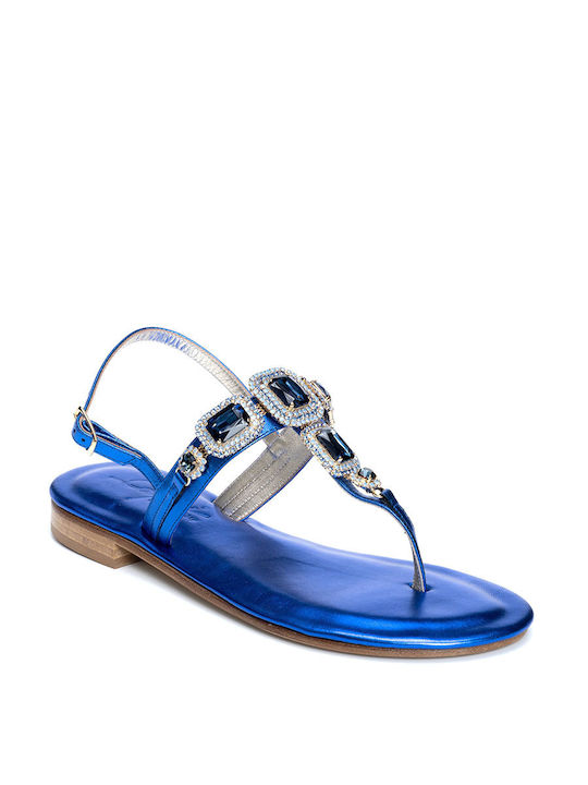 CAPRI LEATHER SANDALS WITH CRYSTALS v14 - Blue V14/BLU