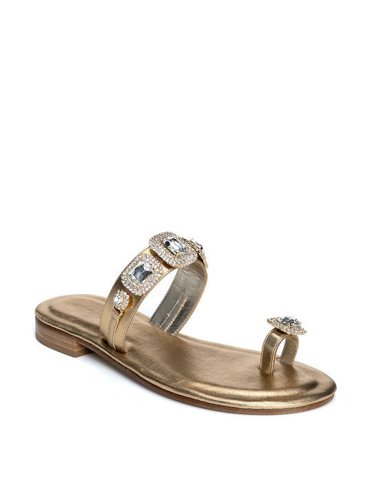 CAPRI LEATHER SANDALS WITH CRYSTALS v16 - Gold V16/ORO