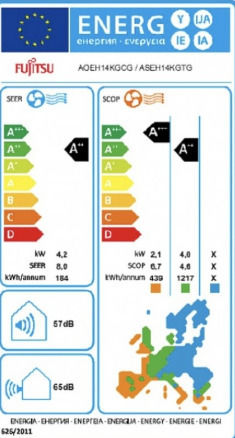 Fujitsu Series KG ASEH Klimaanlage Inverter 14000 BTU A++/A++ mit WiFi und Betrieb im Leise-Modus