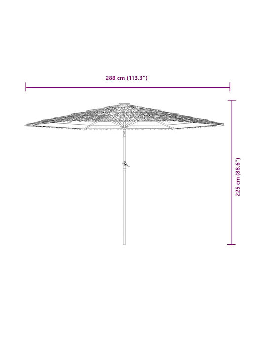 Circular Garden Parasol Metal Blue Diameter 2.88xHeight 2.25m