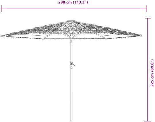 Circular Garden Parasol Metal Blue Diameter 2.88xHeight 2.25m