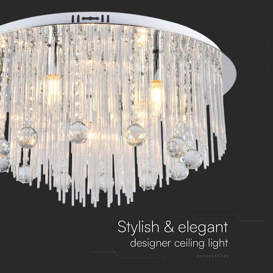 V-TAC Ceiling Mount Light 60cm Silver with Socket E14 with Crystals