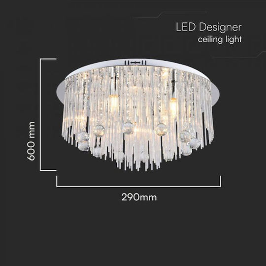 V-TAC Ceiling Mount Light 60cm Silver with Socket E14 with Crystals