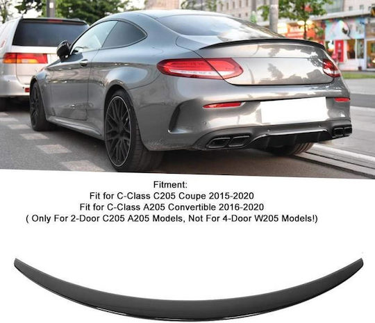 Car Rear Spoiler Mercedes-benz C-class C205 Coupe 14-21 Amg Look Lipspoiler Abs Plastic Glossy Black Mercedes Benz Car