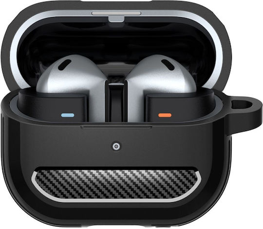 Spigen Rugged Armor Θήκη Σιλικόνης με Γάντζο σε Μαύρο χρώμα για Samsung Galaxy Buds 3 / 3 FE / 3 Pro