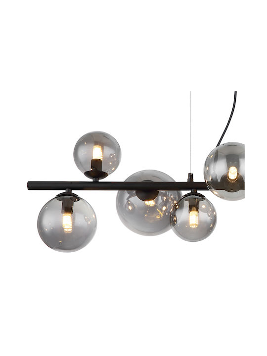 Globo Lighting Riha Pendant Light Black Rail for 9 Bulbs G9 86x360x120cm