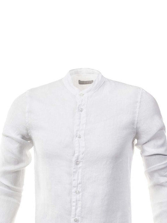 Panda Clothing Men's Shirt Long Sleeve Linen White