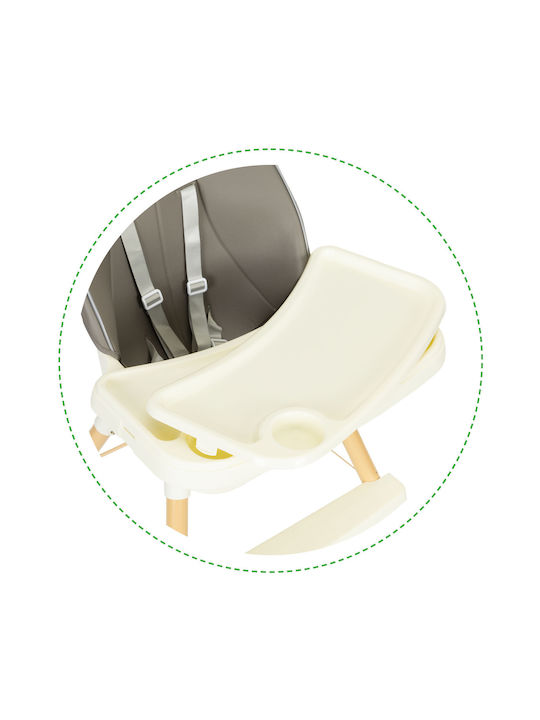 2-in-1 Ecotoys Scaun de Masă pentru Copii 2 în 1 cu Cadru din Lemn Gri