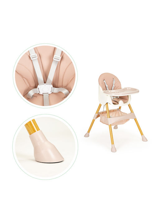 2-in-1 Ecotoys Scaun de Masă pentru Copii 2 în 1 cu Cadru din Lemn Roz