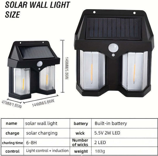 Montat pe perete Lampă Solară 2W 1200lm IP65
