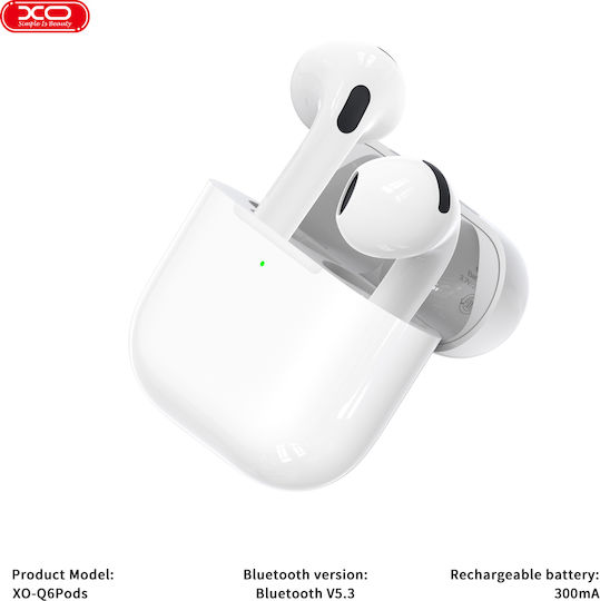 XO Q6 In-ear Bluetooth Handsfree Earphones with Charging Case White