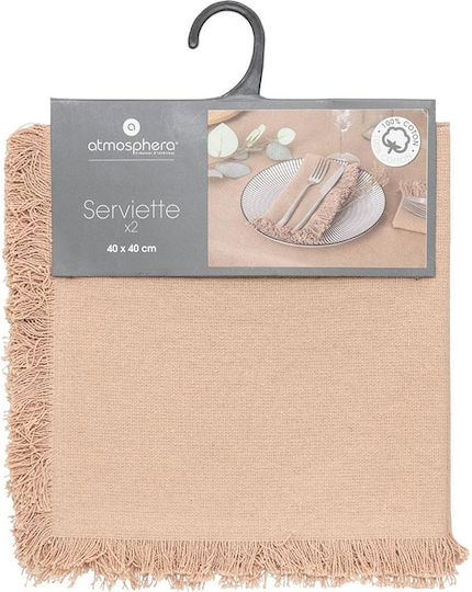 Atmosphera Maha Küchentuch aus 100% Baumwolle in Beiger Farbe 40x40cm 2Stücke
