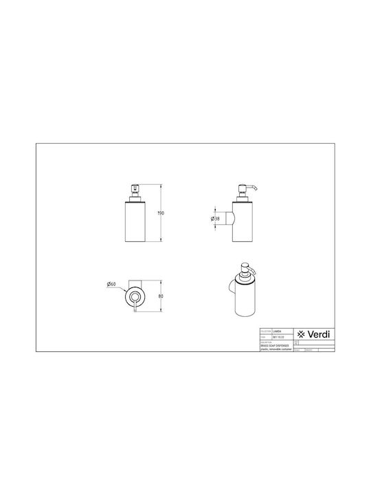 Verdi Lamda Montat pe perete Dispenser Metalic Roz 220ml