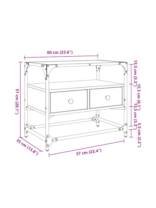 TV Stand Made of Metal and Brown Wood M60xD35xH51cm