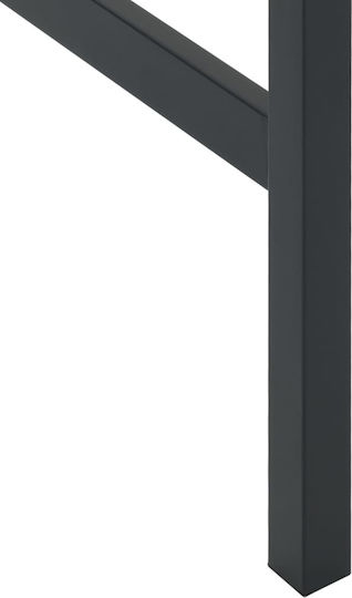 Square Table Bar Metallic Black Velvet-Black Metal 50x50x110cm