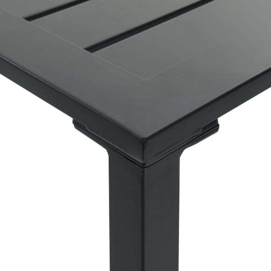 Square Table Bar Metallic Black Velvet-Black Metal 50x50x110cm