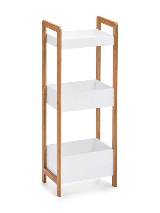 Zeller Επιτοίχια Ραφιέρα Μπάνιου Bamboo 28x20x28cm Λευκή