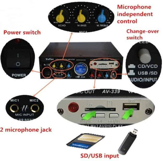 Ενισχυτής Karaoke BT-339FM Μαύρος